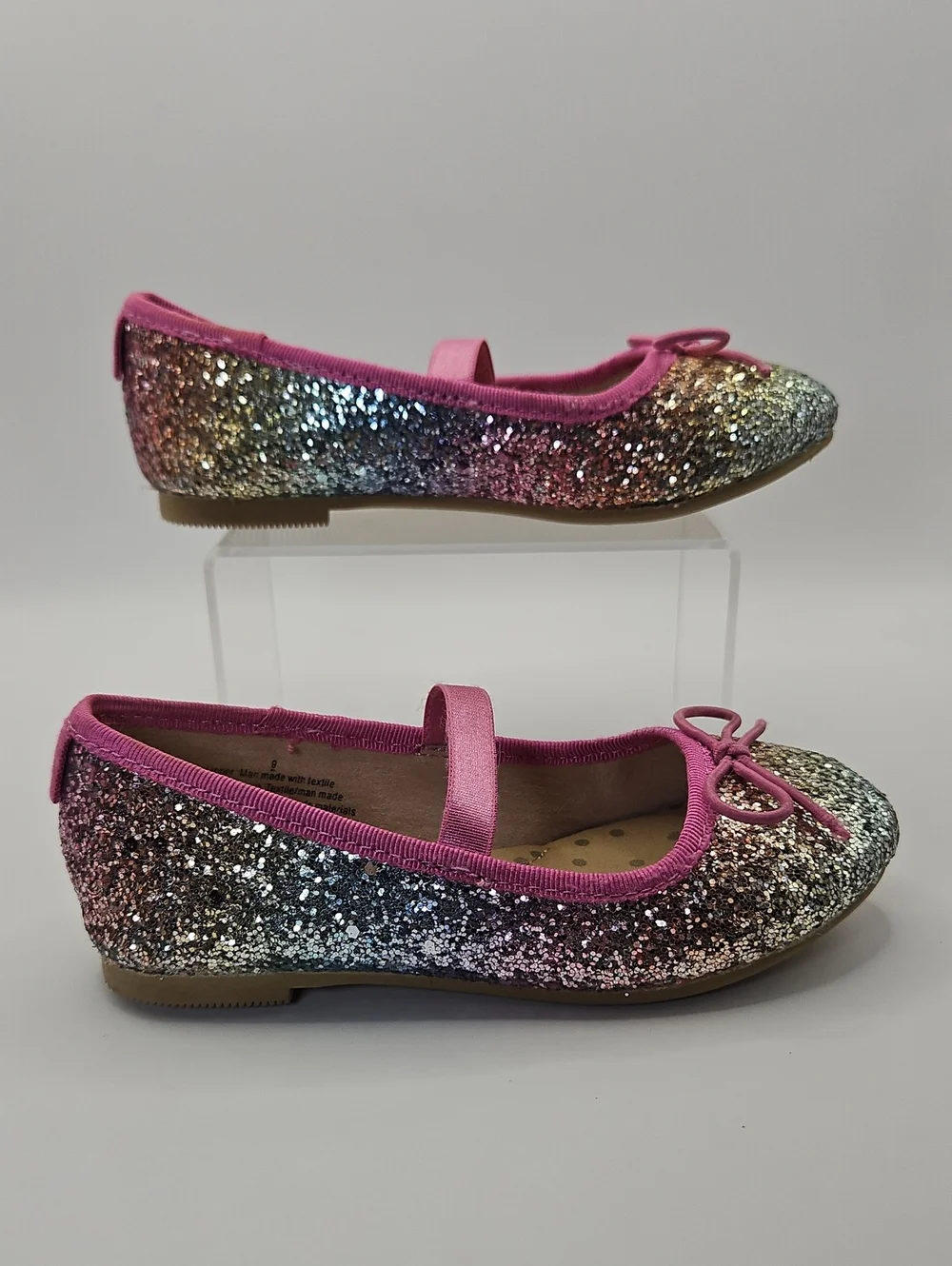 Cat & Jack Glitter & Dusty Rose Ballet Flats - 2 Pair Bundle. Size 9